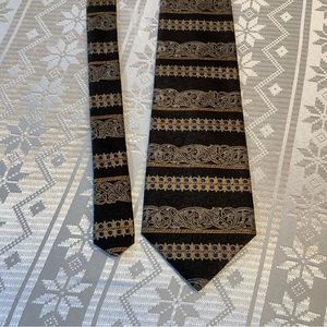Mario Ferrari Tie Silk Italian Fabric Black/Blue/Gold/Brown